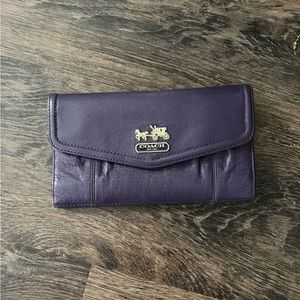 Genuine leather purple Coach wallet